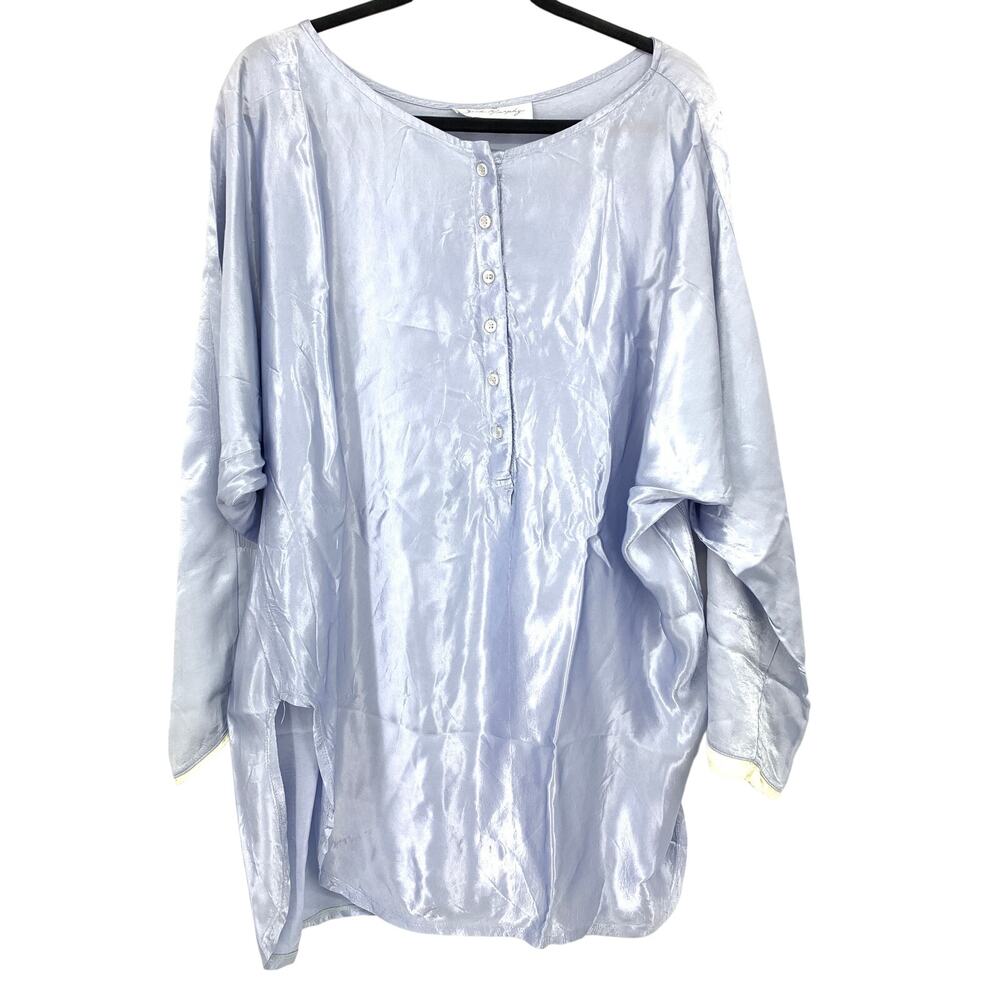 Jack Murphy Womens L Blue Satin Oversized Tunic Sleepwear Batwing Dolman Ireland